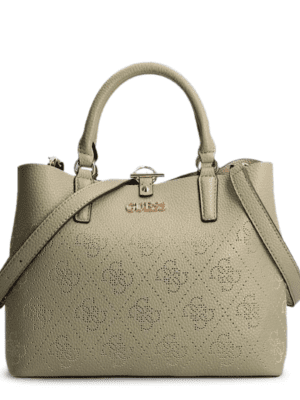 Guess, Amara, Polyurethane, Textile Handbag, 4G Logo, Green, HWSG8493060, 29 x 22 x 14 cm
