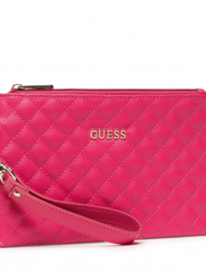 Guess, Holdall, Eco Leather, Textile Handbag, Quilted Effect And Cuff, Fucshia, 23 x 15 x 1.5 cm