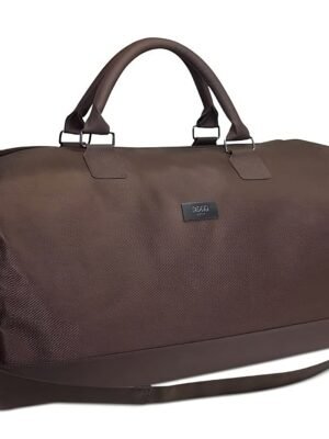 Hugo Boss, Duffle, Synthetic Leather, Textile Handbag, Weekend Bag, Dark Brown, 50 x 18 x 31 cm