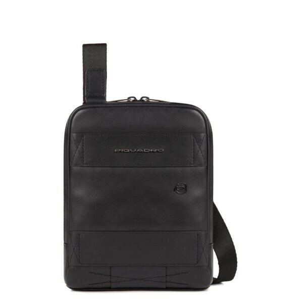 Piquadro, Obidos, Leather Crossbody Bag, Black, 17 x 22 x 5.00 cm, For Men