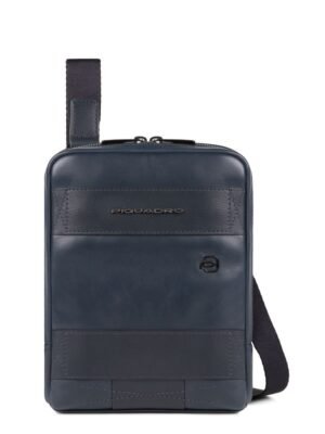 Piquadro, Obidos, Leather Crossbody Bag, Blue, 17 x 22 x 5.00 cm, For Men
