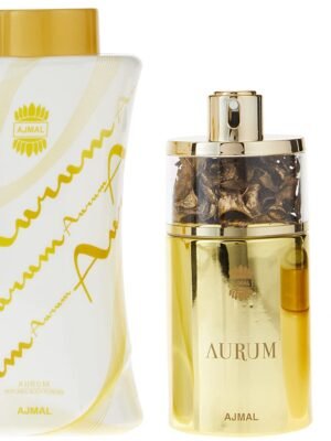 Set Ajmal: Aurum, Eau De Parfum, For Women, 75 ml + Aurum, Hydrating, Body Butter, 200 g + Aurum, Body Powder, 100 g + Aurum, Cleansing, Shower Gel, For All Skin Types, 200 ml
