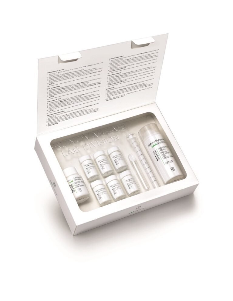 set-bruno-vassari-glyco-system-exfoliating-exfoliating-powder-x6-pcs-0-30-g-glyco-system-protects-hydrates-cream-for-face-spf-25-30-ml-1684135535