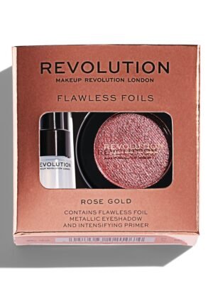 Set Makeup Revolution: Flawless Foils, Vegan, Eyeshadow Primer, 2 ml + Flawless Foils, Vegan, Eyeshadow Palette, Rose Gold, 2 g